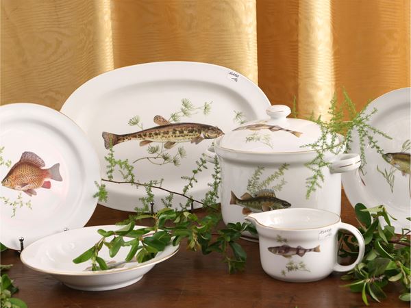Porcelain fish plate service, Ginori