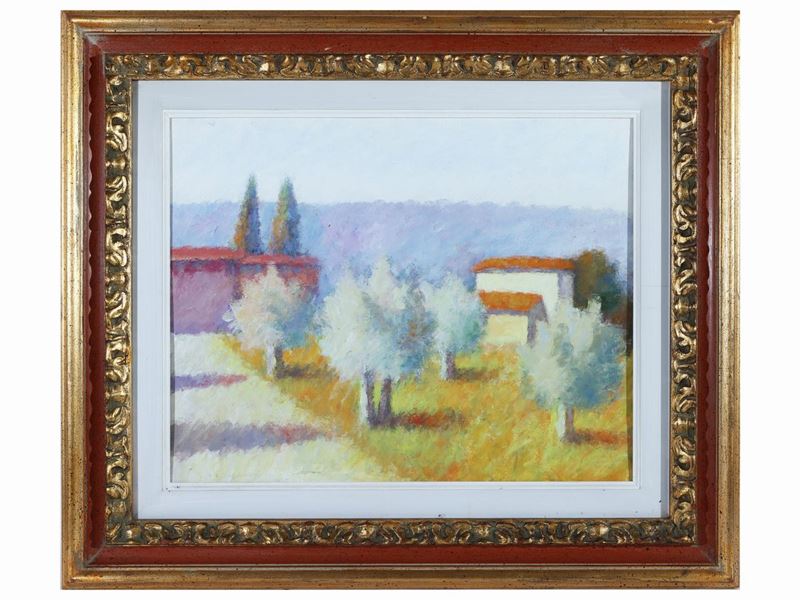 Dino Migliorini - Veduta di Campagna con Case