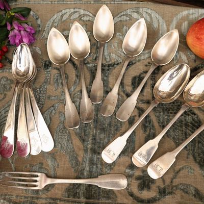 Assortimento di Posate in Argento, Genova ed Edimburgo, XIX Secolo