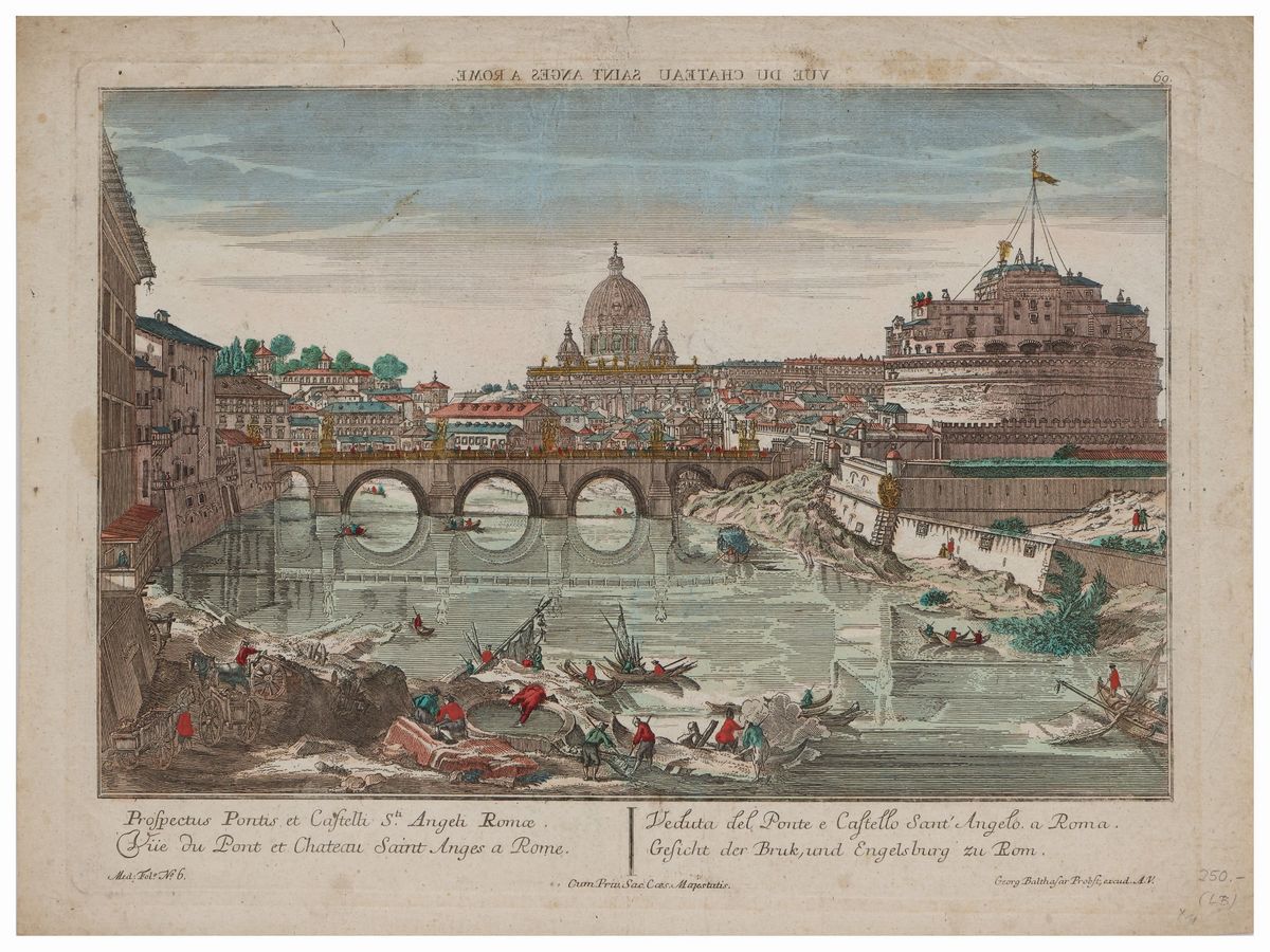 Georg Balthasar Probst - Vue Du Campidole Romaine - Vue Du Chateau Sant Anges a Rome