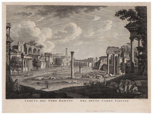 Francesco Morelli : View of the Roman Forum now called Campo Vaccino  (nineteenth century)  - Auction The classic house. Timeless style - Maison Bibelot - Casa d'Aste Firenze - Milano
