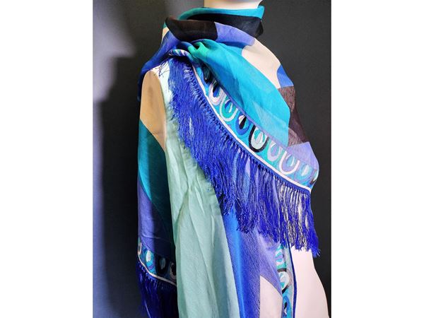 Emilio Pucci silk shawl with fringes