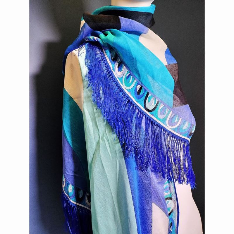 Emilio Pucci Scialle in Seta con Frange
