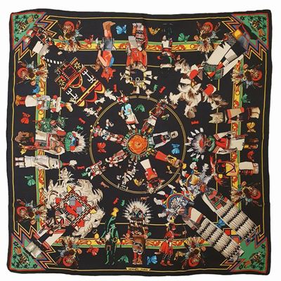 Hermès Foulard in Seta "kachinas" di Olivier Kermit
