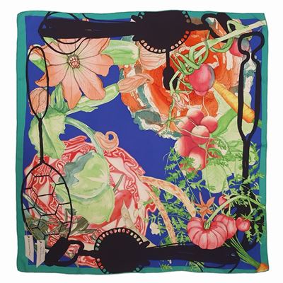 Christian Dior Foulard in Seta "croquis le Potager De Mesieur Dior"