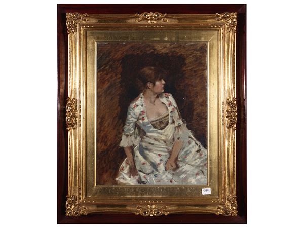Girolamo Pieri Nerli attribuito : Portrait of a lady  - Auction A house on the Ponte Vecchio - Maison Bibelot - Casa d'Aste Firenze - Milano
