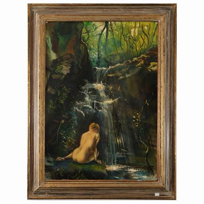 Nudo Entro Paesaggio con Cascata