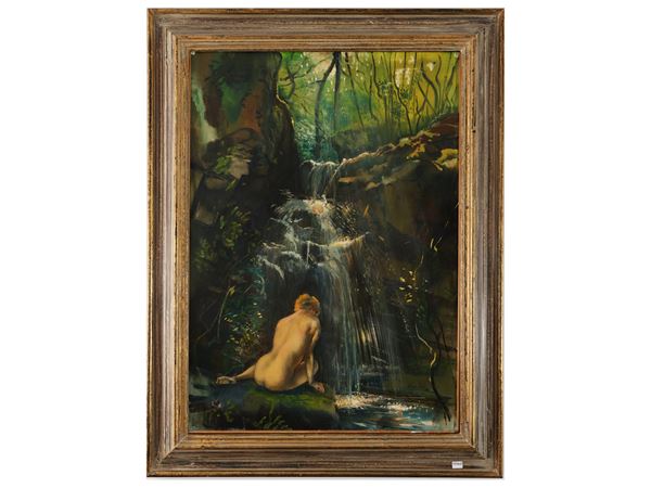 Romano Stefanelli - Nude within a landscape with a waterfall