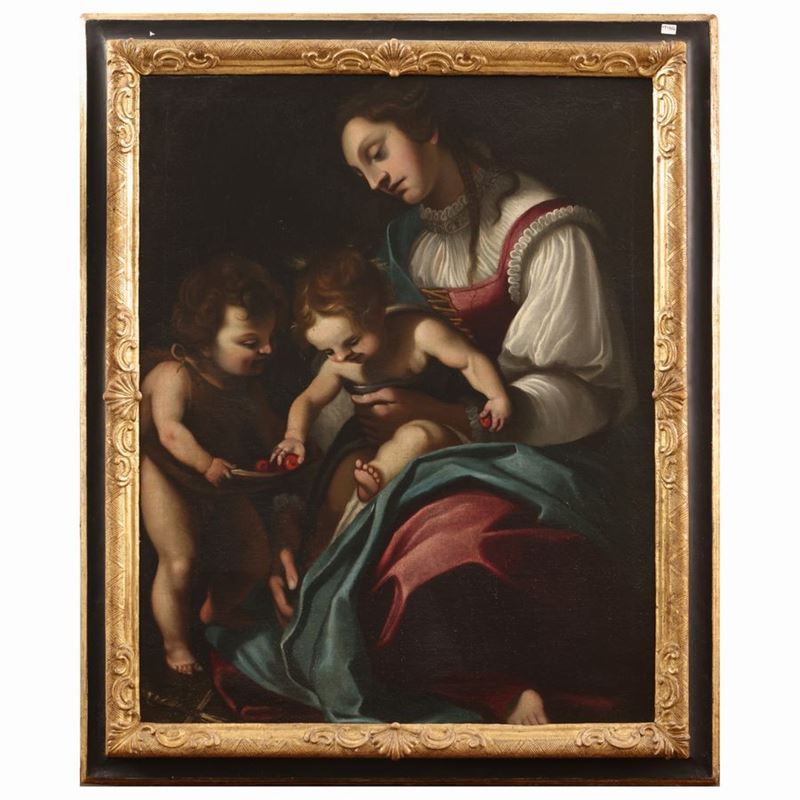Cerchia di Jacopo Vignali, XVII Secolo - Madonna con Bambino e San Giovannino