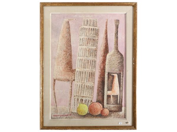 Adorno Bonciani - Composizioni con la Torre di Pisa e Il Campanile di Giotto 1960