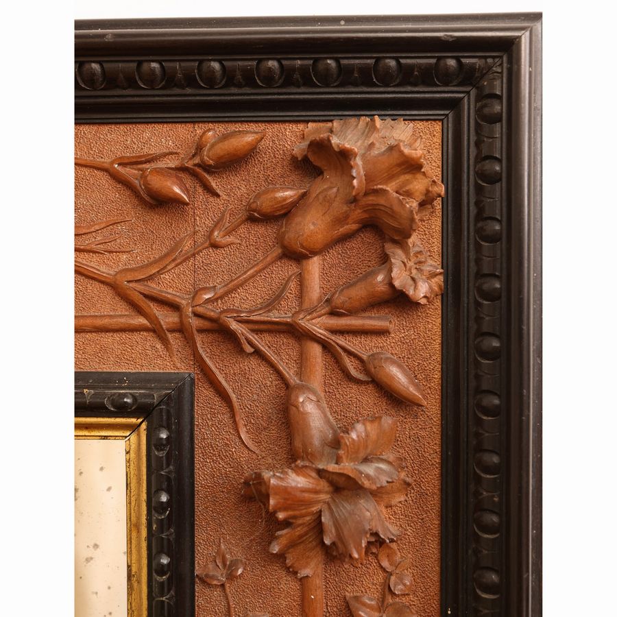 Luigi Frullini - Cornice in Legno di Noce Scolpito, Seconda Metà del XIX Secolo