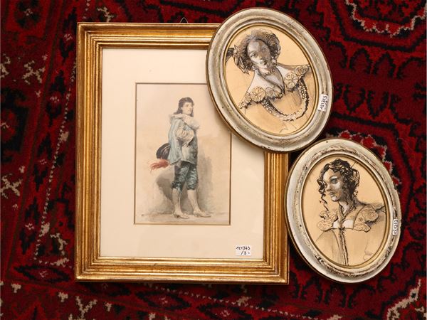 Three sketches  - Auction A house on the Ponte Vecchio - Maison Bibelot - Casa d'Aste Firenze - Milano