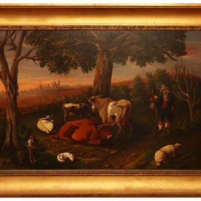 Pastore con Armenti in un Bosco con Veduta di Firenze sullo Sfondo