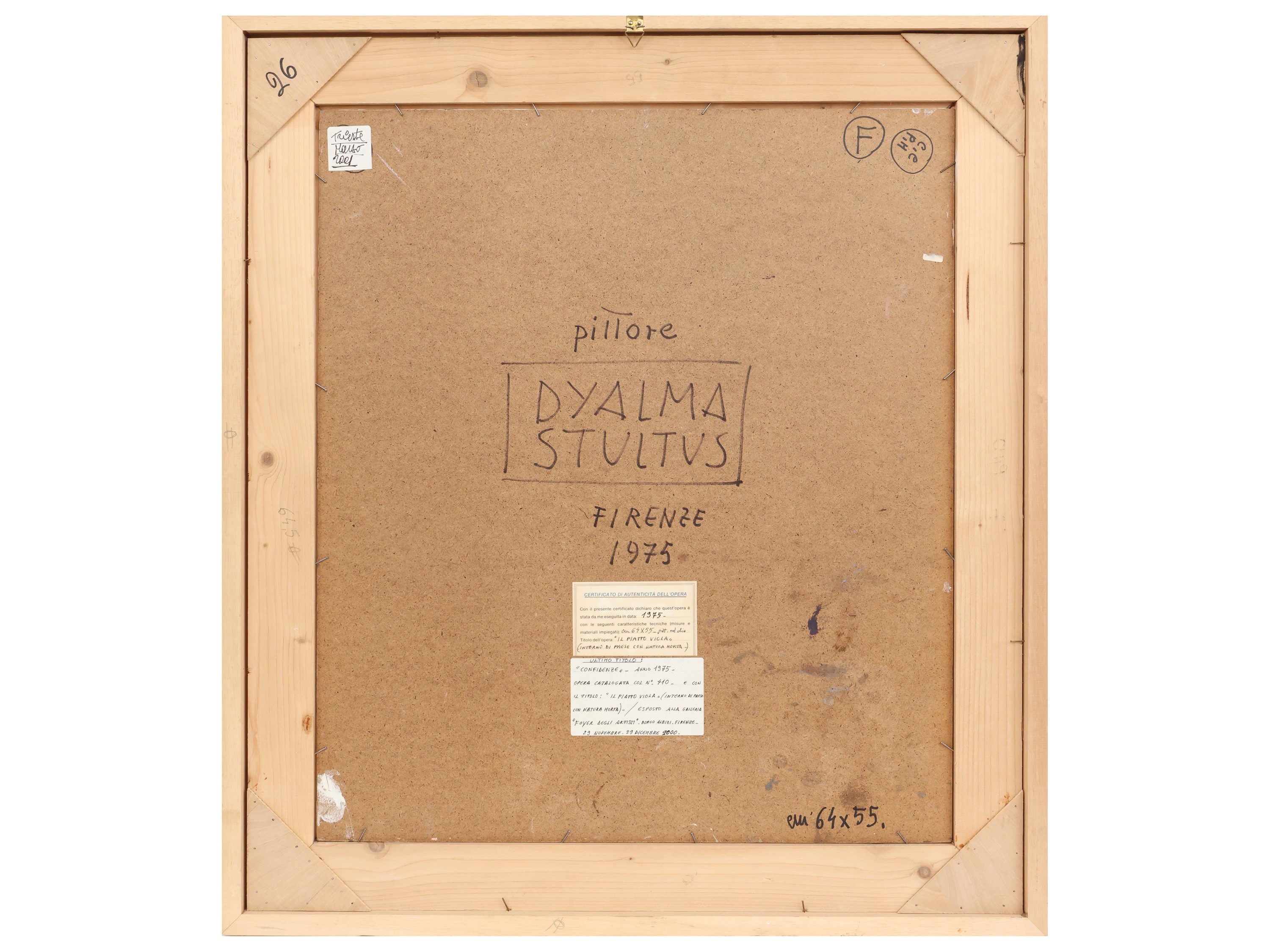 Il piatto viola (Interno di paese con natura morta) 1975