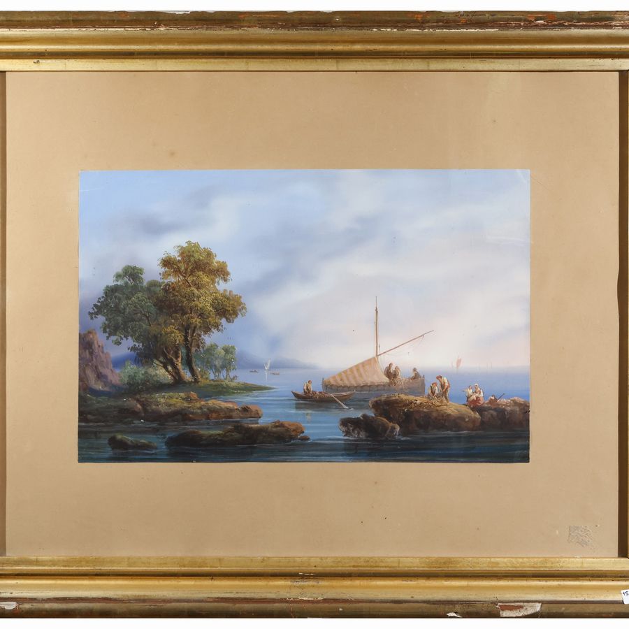 Giuseppe Delpino - Marine con Barche e Pescatori