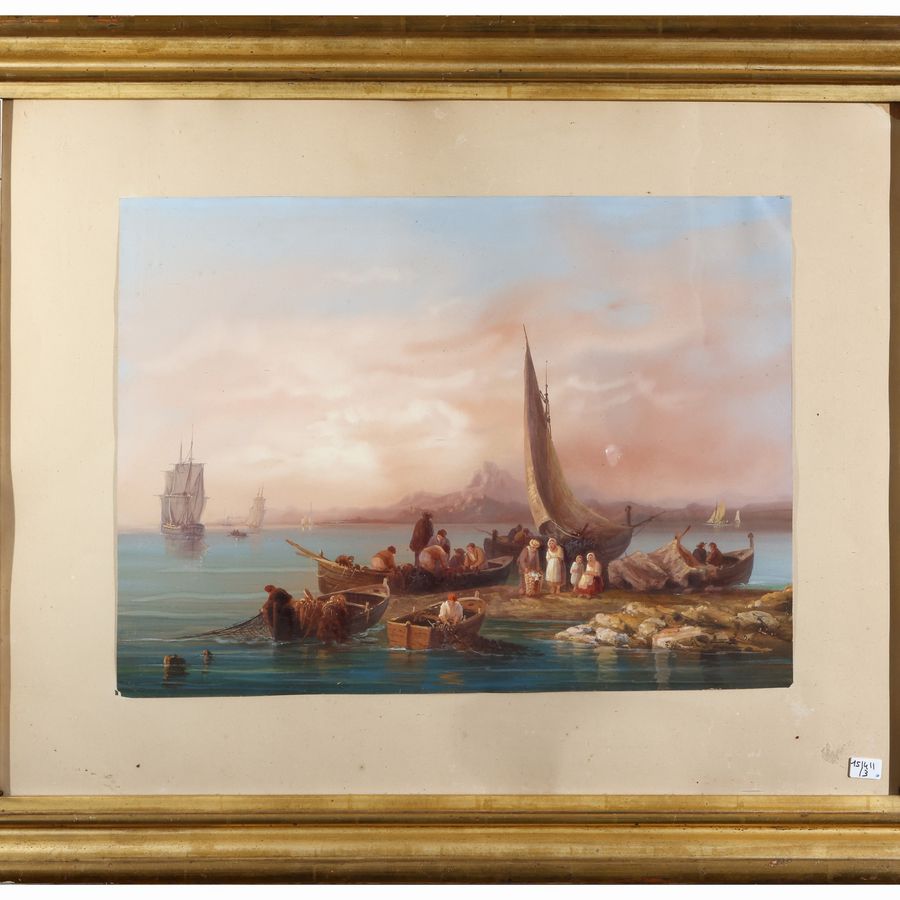 Giuseppe Delpino - Marine con Barche e Pescatori