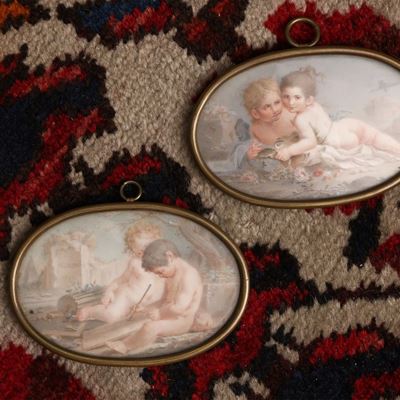 Coppia di Miniature in Ovale