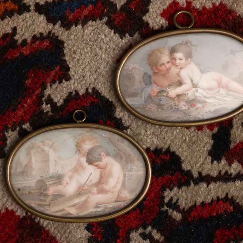 Coppia di Miniature in Ovale