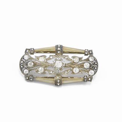 Pendente Spilla e Catenina in Oro Bianco con Diamanti