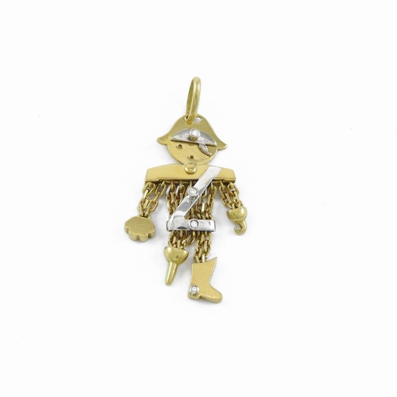 Pendente in Oro Bianco e Giallo con Diamanti