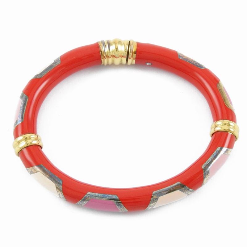 Bracciale Fidia in Oro Giallo e Argento con Smalti Policromi