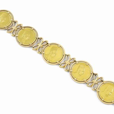Bracciale in Oro Giallo con Cinque Monete da 100 Piastre Egiziane