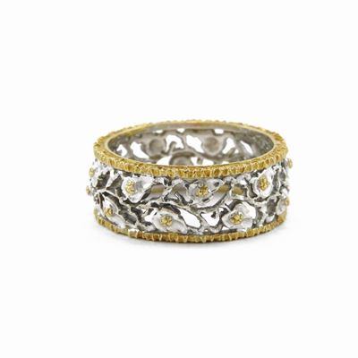 Anello a Fascia Mario Buccellati in Oro Bianco e Oro Giallo
