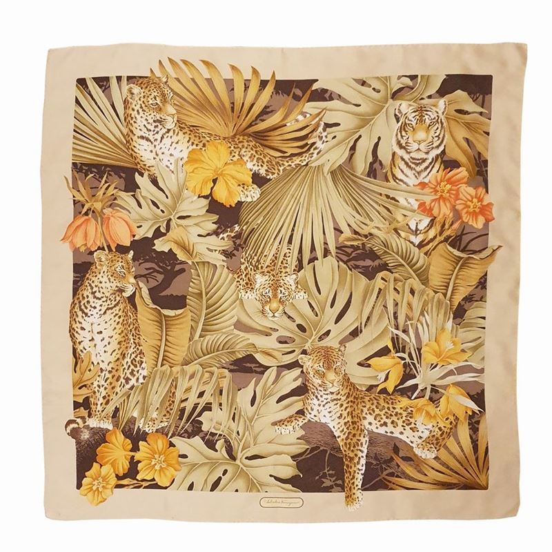 Salvatore Ferragamo Foulard in Seta "tigri"
