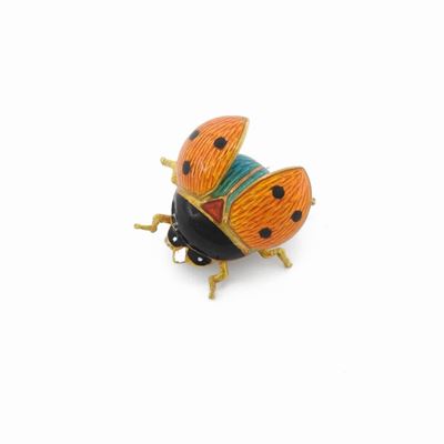 Spilla Animalier in Oro Giallo con Smalti Policromi