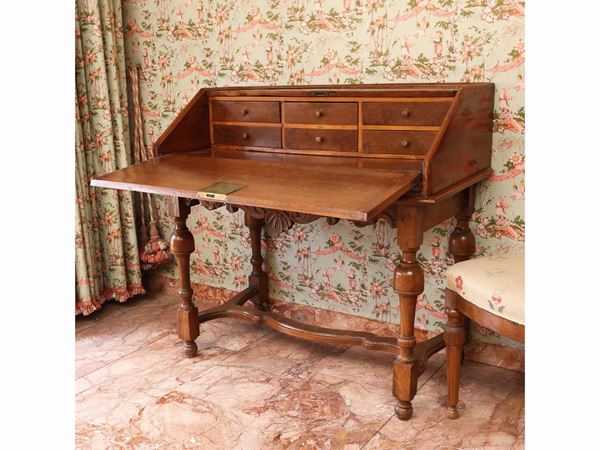 Walnut flap writing desk