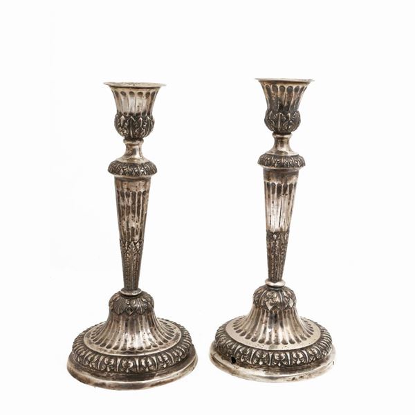 Pair of silver candlesticks