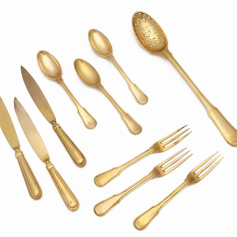 Set di Posate da Dolce in Metallo Dorato