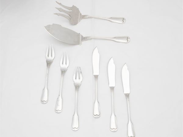 Silver fish cutlery set, Petruzzi & Branca Brescia