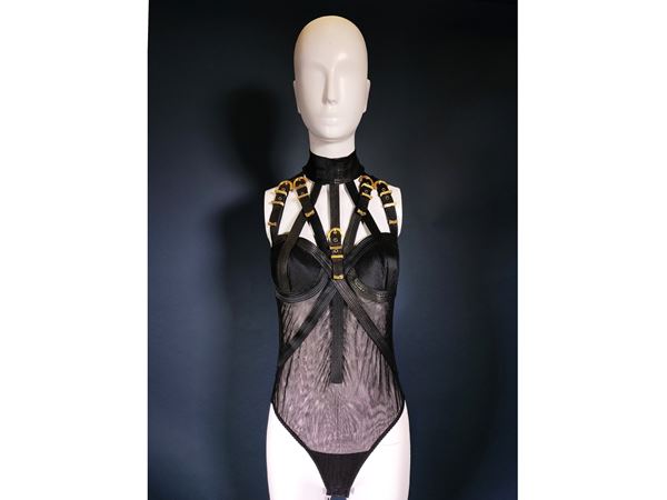 Gianni Versace black fabric corset
