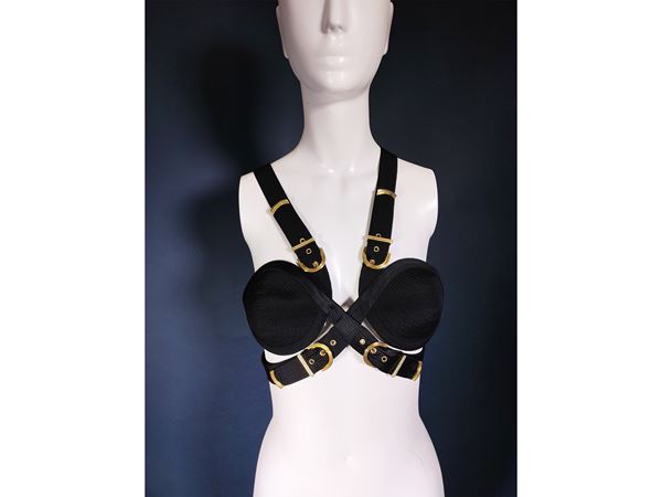 Gianni Versace black fabric corset