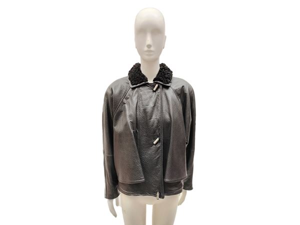 Gianni Versace, Blouson in hammered black leather