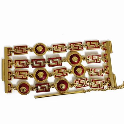 Gianni Versace Bracciale in Metallo Dorato e Smalti