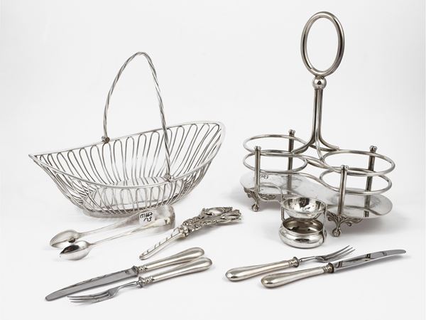 Lotto di accessori per la tavola in argento e metallo argentato