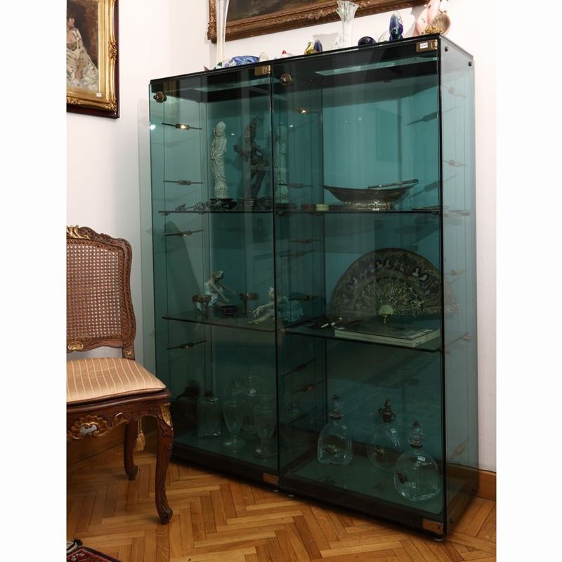 Vetrinetta Espositore in Vetro Verde Acqua per Collezioni