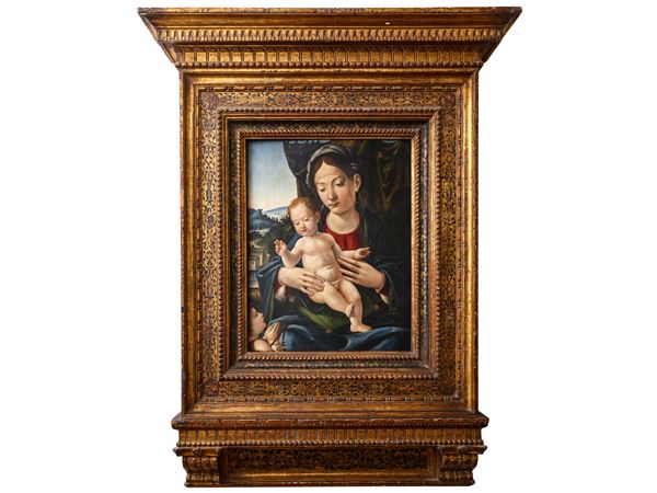 Vincenzo Civerchio attribuito - Madonna with Child and St. John the Baptist