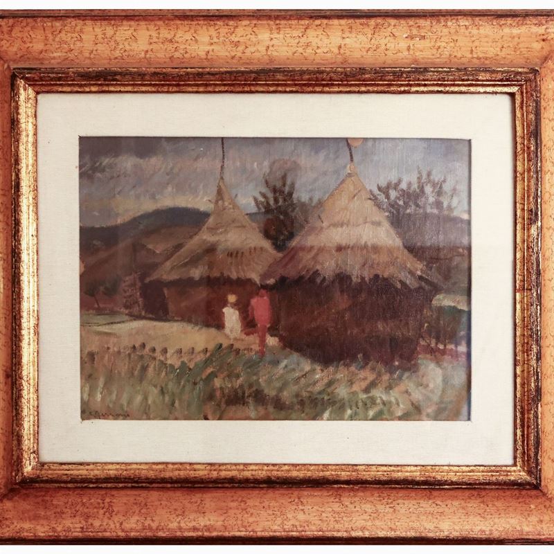 Paesaggio con capanne