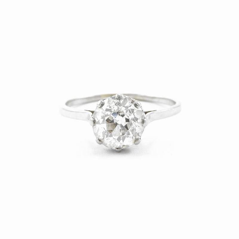 Anello Solitario in Platino con Diamante