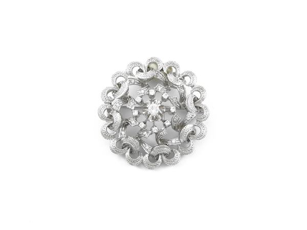 White gold brooch with diamonds  (sixties)  - Auction Jewels and Watches - Maison Bibelot - Casa d'Aste Firenze - Milano