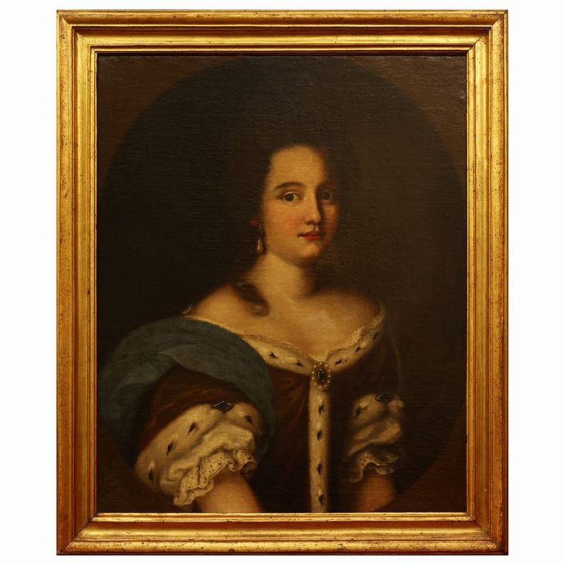 Scuola Francese del XIX Secolo - Ritratto di Dama in Ermellino