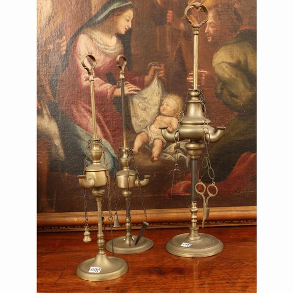 Tre lucerne fiorentine  (XIX secolo)  - Asta Due collezioni pisane - Maison Bibelot - Casa d'Aste Firenze - Milano