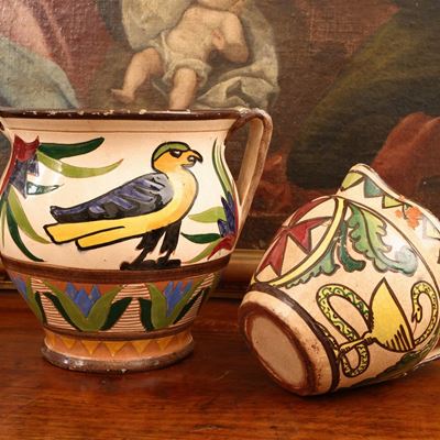 Raro Vaso in Terracotta Invetriata, Fabbrica Maioliche Pisane