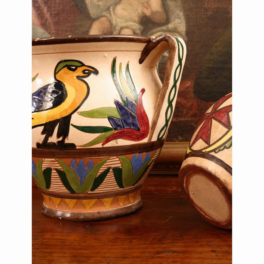 Raro Vaso in Terracotta Invetriata, Fabbrica Maioliche Pisane