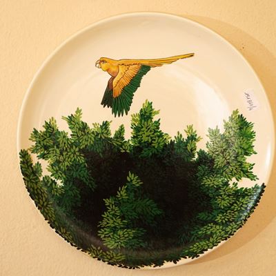 Quattro Piatti Decorativi in Ceramica Policroma, C. Romoli Pisa