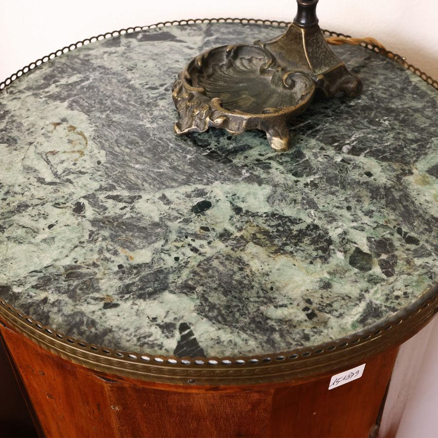 Comodino a Colonna in Noce e Piuma di Noce