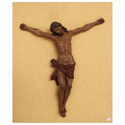 Cristo Crocifisso in Legno Intagliato e Laccato